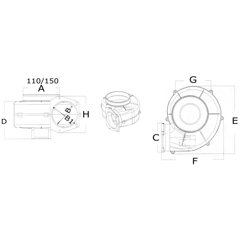 Aspirateur centrifuge fixation paroi