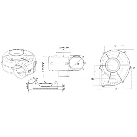 Aspirateur centrifuge fixation étrier