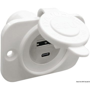 Prise allume-cigares + double USB-A+USB-C noir