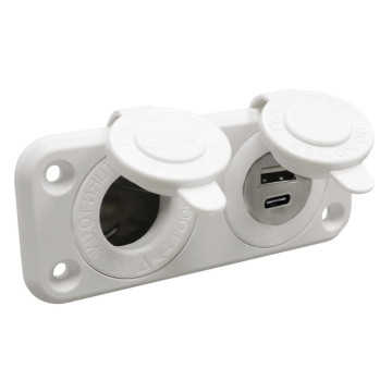 Prise allume-cigares + double USB-A+USB-C noir