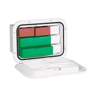 Trappe de rangement Top Line avec tiroirs, couleur blanche, 270x375mm