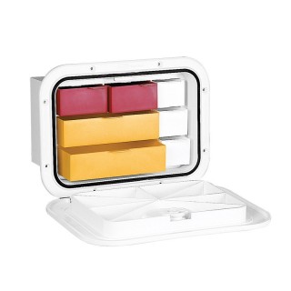 Trappe de rangement Top Line avec tiroirs, couleur ivoire, 270x375mm