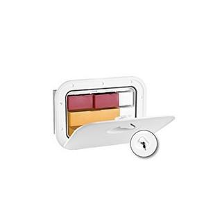 Trappe de rangement Mid Line avec tiroirs & serrure, couleur blanche, 278x378mm