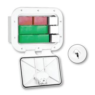 Trappe de rangement Classic avec boîte, avec tiroirs & serrure, couleur blanche, 275x375mm