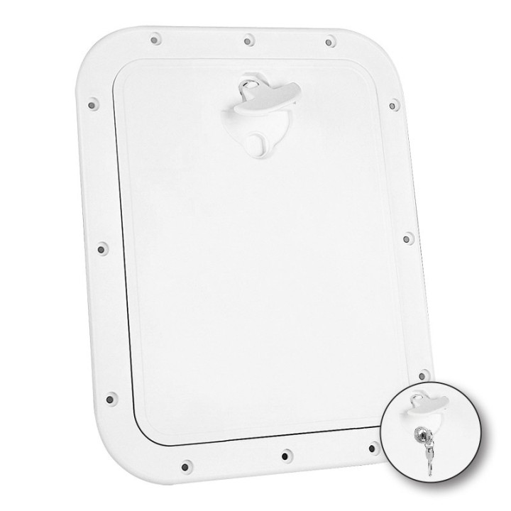 Trappe d'accès avec serrure - 306x356 mm - blanc | Oloupdemer.com