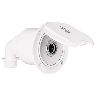 Boitier simple sortie d'eau, embout coudé, chromé