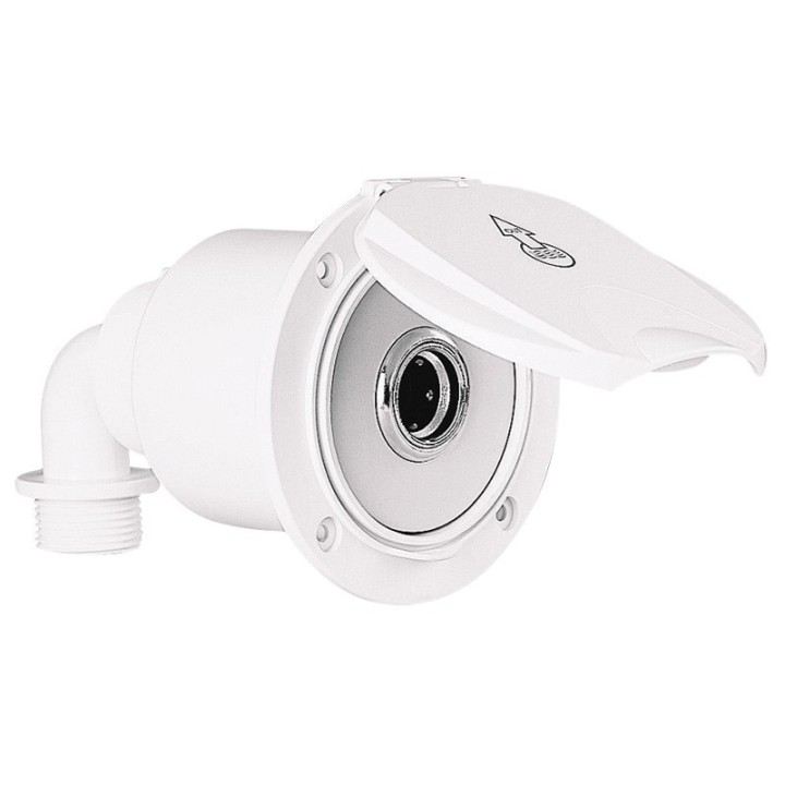 Boitier simple sortie d'eau, embout coudé, chromé