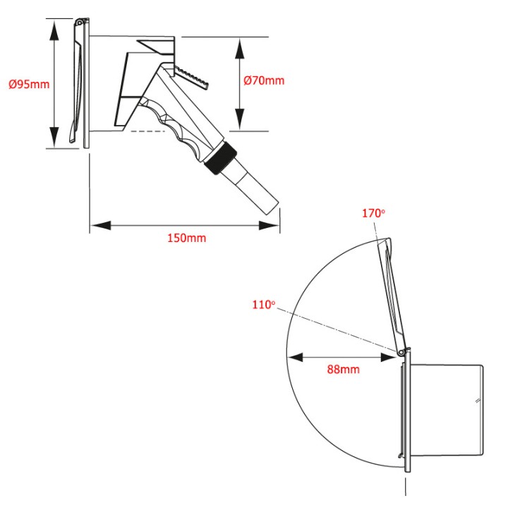 Boitier blanc simple avec douchette et tuyau