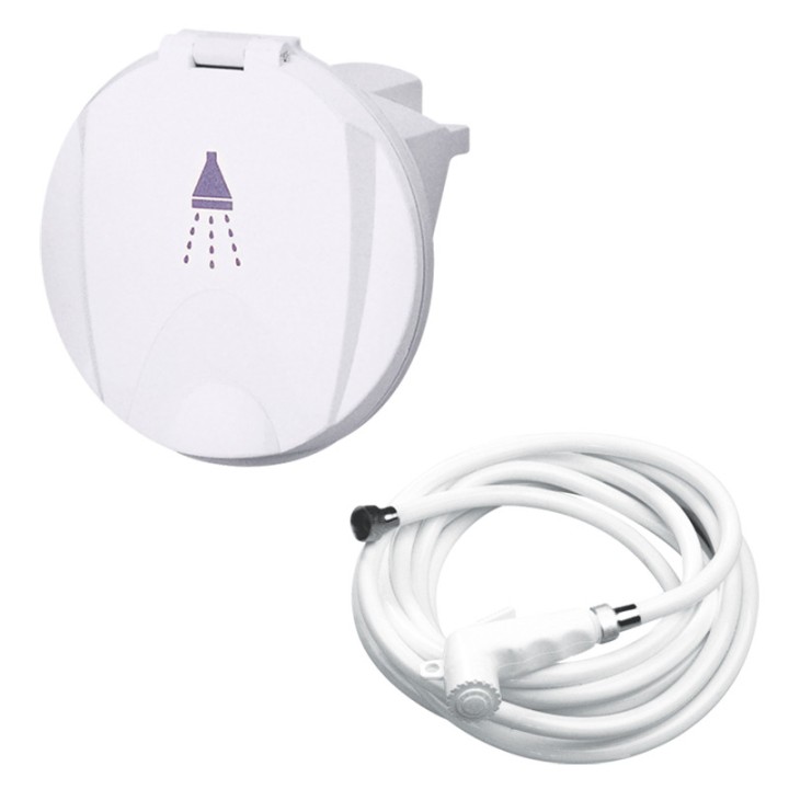 Boitier blanc simple avec douchette et tuyau