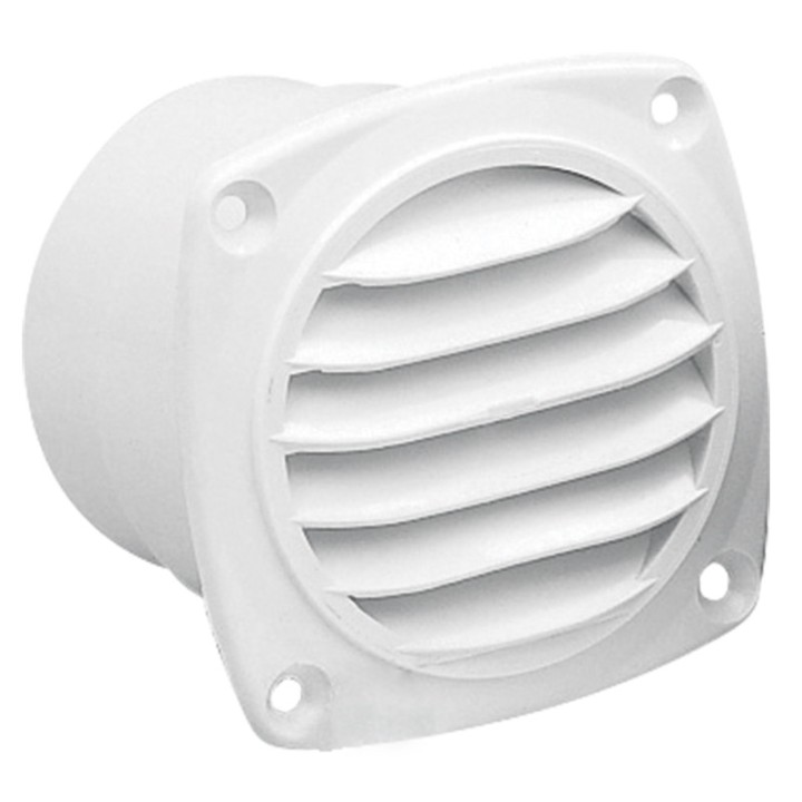Grille d'aération carrée avec manchon ø60mm, couleur blanche