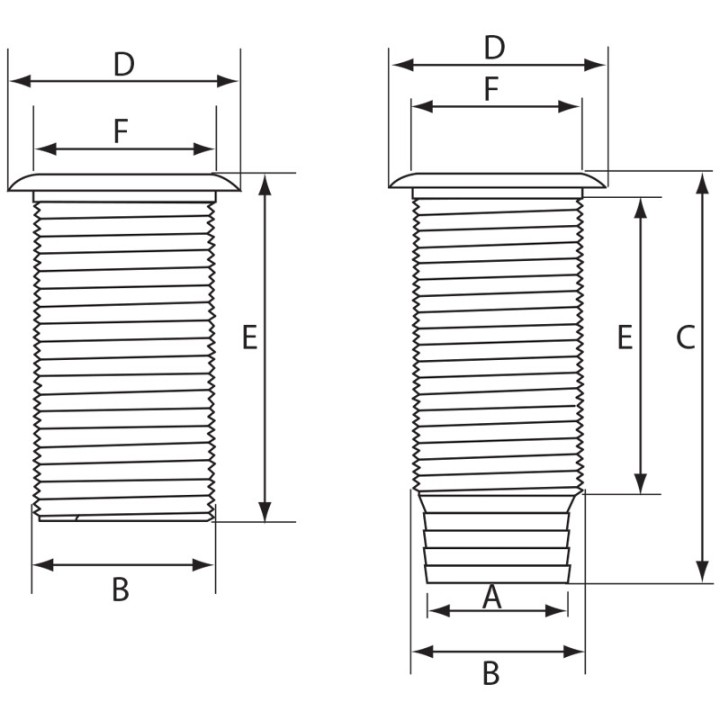 Passe-coque G2 fileté L118mm