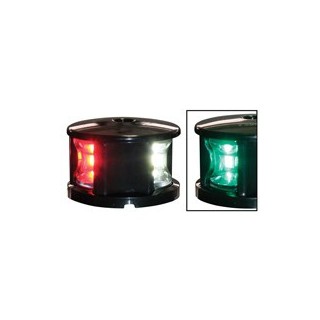 Feu tricolore, lumière LED rouge, verte et blanche 12-15V & 1,5W, plateforme montée, visibilité jusqu'à 2NM, couleur noire