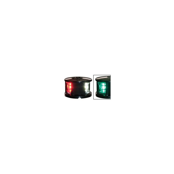 Feu tricolore, lumière LED rouge, verte et blanche 12-15V & 1,5W, plateforme montée, visibilité jusqu'à 2NM, couleur noire