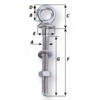 Piton à oeil, inox, 8x100mm