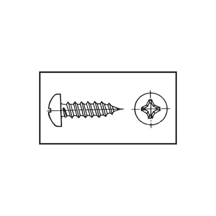 Vis pour tôle tête en croix bombée 5,5x60 mm Inox 316 DIN 7981/ ISO 7049