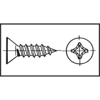 Vis pour tôle tête en croix fraisée 4,2x9,5 mm Inox 316 DIN 7982 / ISO 7050