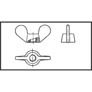 Ecrou hexagonal papillone ø3 mm Inox 316 DIN 315