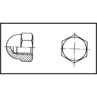 Ecrou hexagonal borgne ø 10 mm Inox 316 DIN 1587