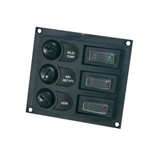 Tableau électrique 3 interrupteurs, avec fusibles 10A