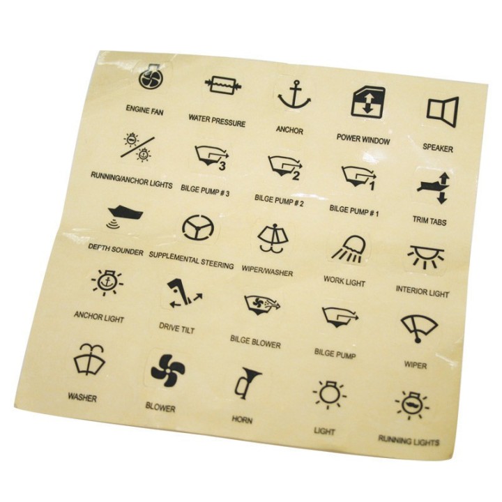 Pictogrammes autocollants transparent pour interrupteurs étanches | Oloupdemer.com