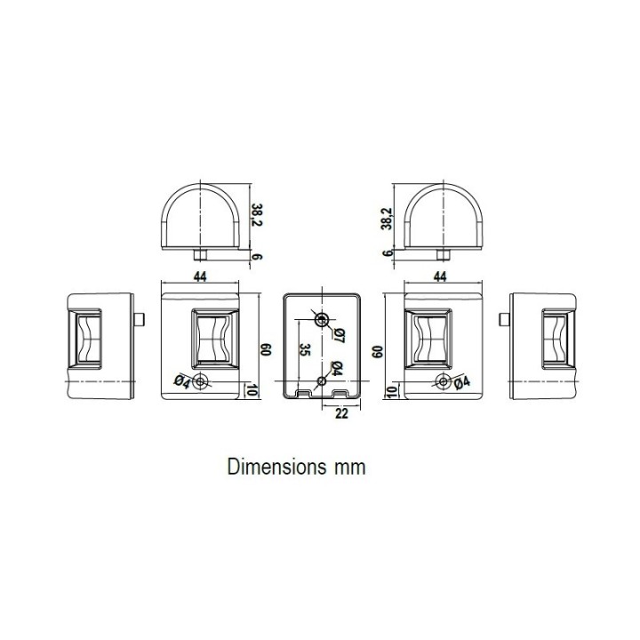 Feux babord/tribord FOS LED 12 -  Montage latéral | Oloupdemer.com