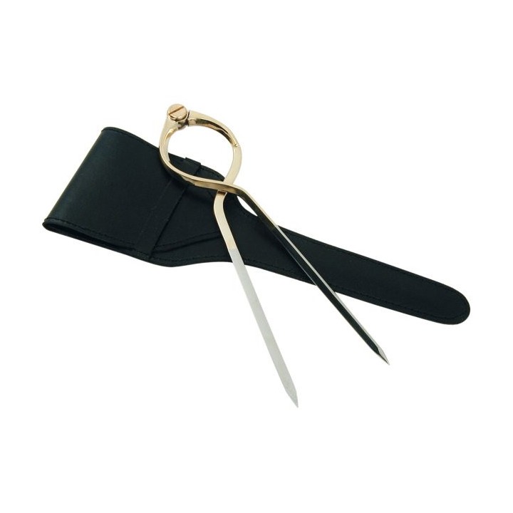 Compas lyre laiton pointes inox + etui cuir | Oloupdemer