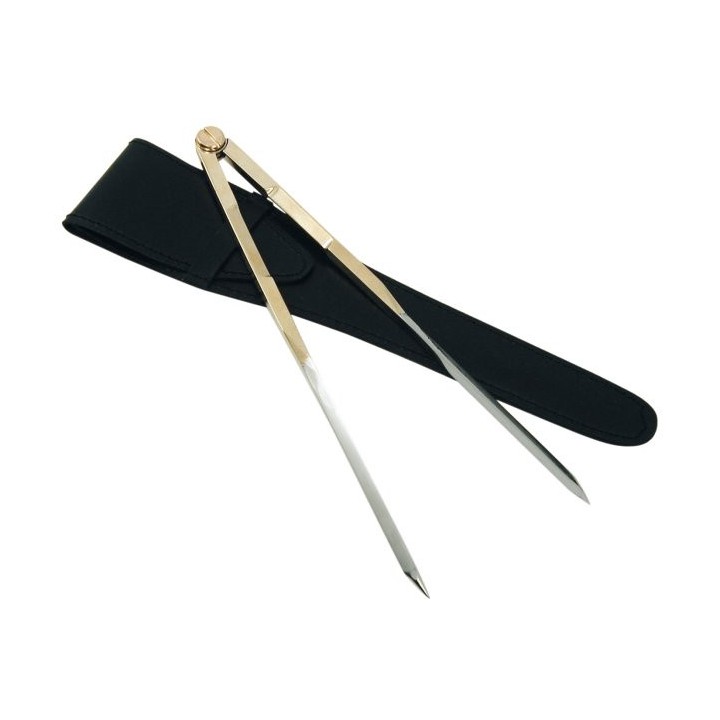 Compas droit laiton pointes inox + etui cuir | Oloupdemer