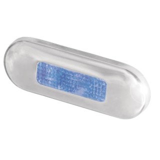 Oblong courtesy LED lampe de marche bleu - 12 - 24V inox poli