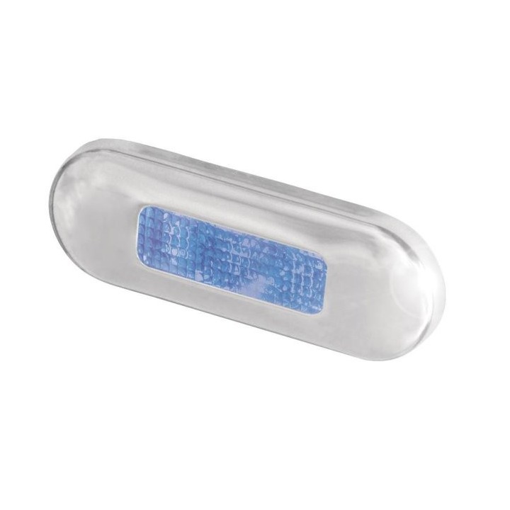 Oblong courtesy LED lampe de marche bleu - 12 - 24V inox poli