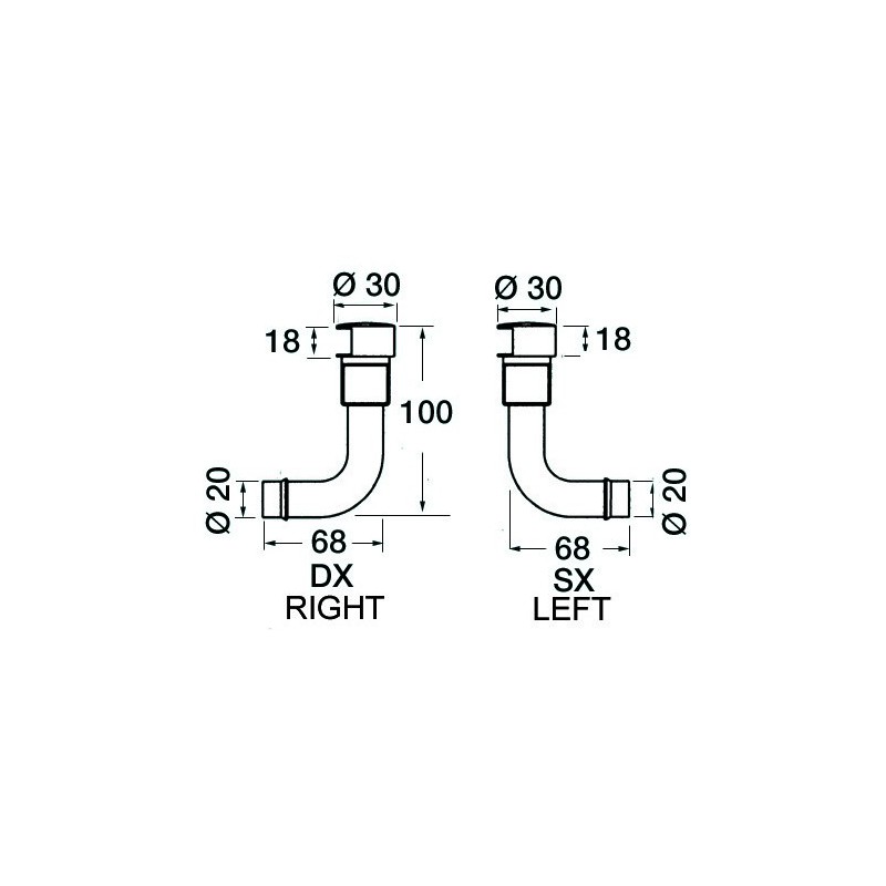 Event laiton coudé à 90°
