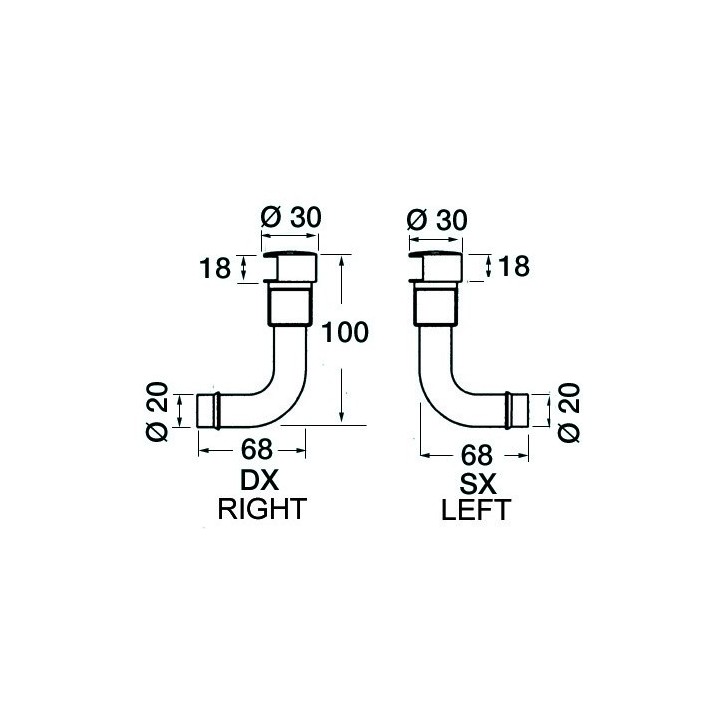 Event laiton coudé à 90°
