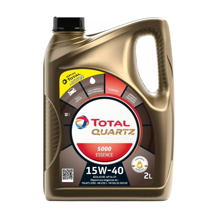 Huile moteur 4 temps - Quartz 5000 - 15W40 - essence - 2L