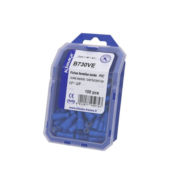 Clip femelle isolé bleu 6.3x0.8