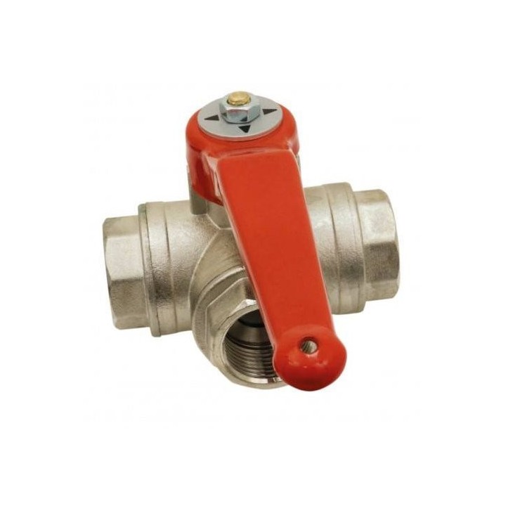 Vanne à sphère laiton 3 voies en L - FFF - PN40 - 1''1/4 | isonautique.com