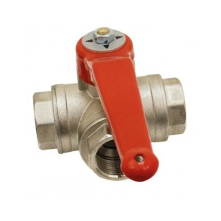 Vanne à sphère laiton 3 voies en T - FF - PN40 - 3/8'' | oloupdemer