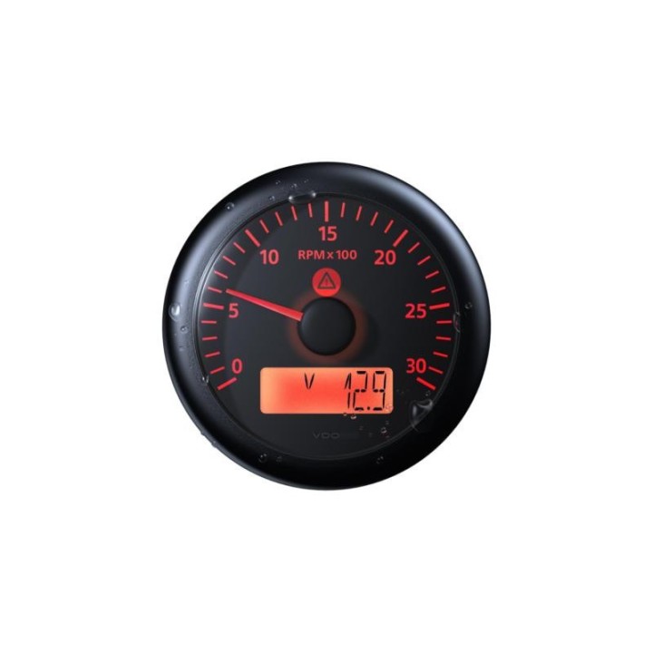 ViewLine 85mm compte tours - horamètre 6000 rpm - noir