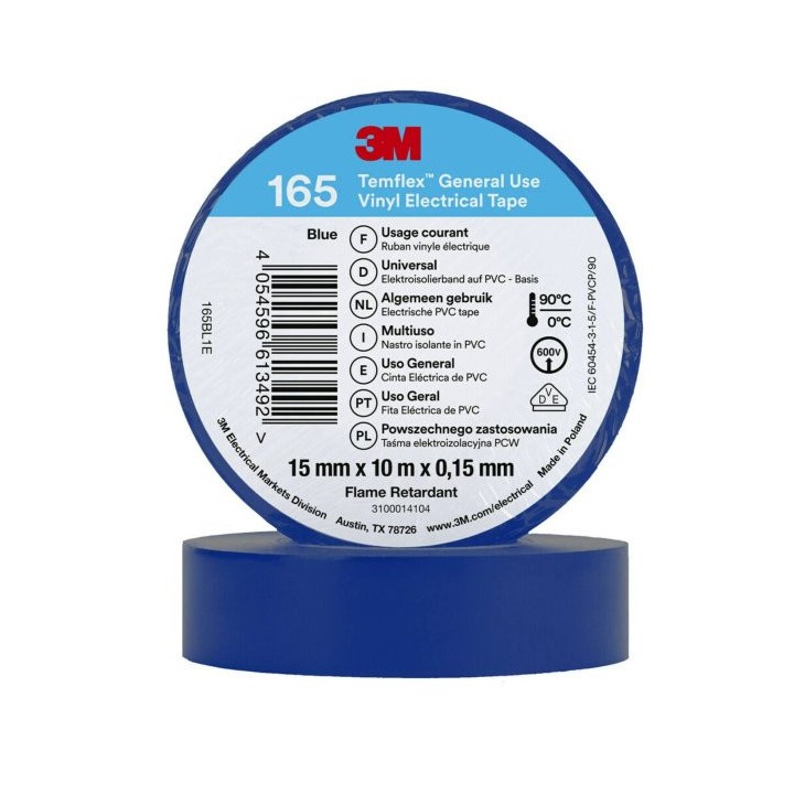Scotch électrique Temflex 165 bleu 15mm x 10m | isonautique.com.com