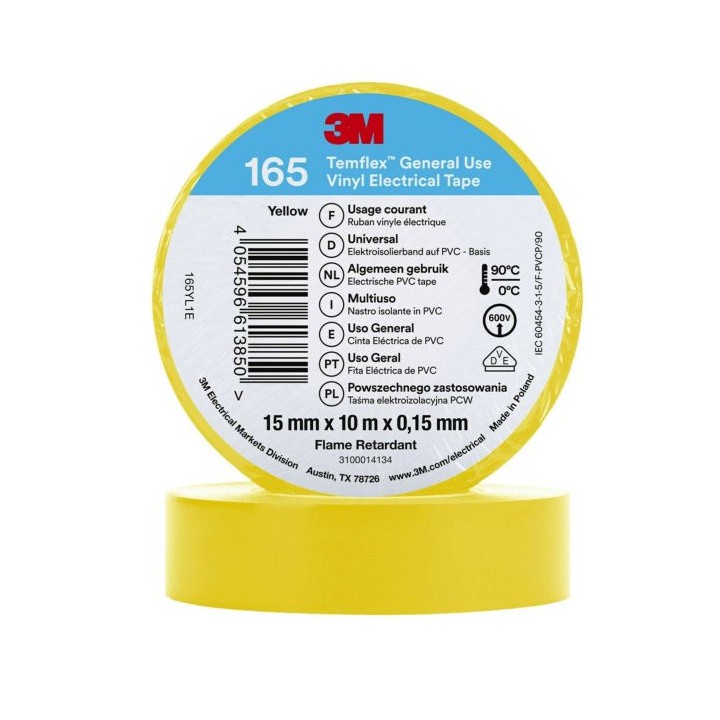 Scotch électrique Temflex 165 jaune 15mm x 10m | isonautique.com.com