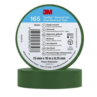 Scotch électrique Temflex 165 vert 15mm x 10m | Oloupdemer.com