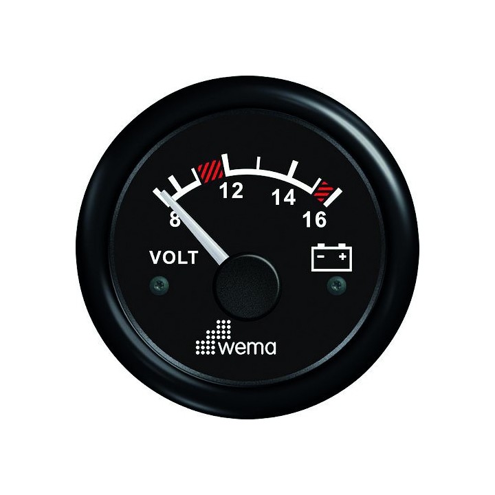 VOLTMETRE 12V 52MM NOIR/B