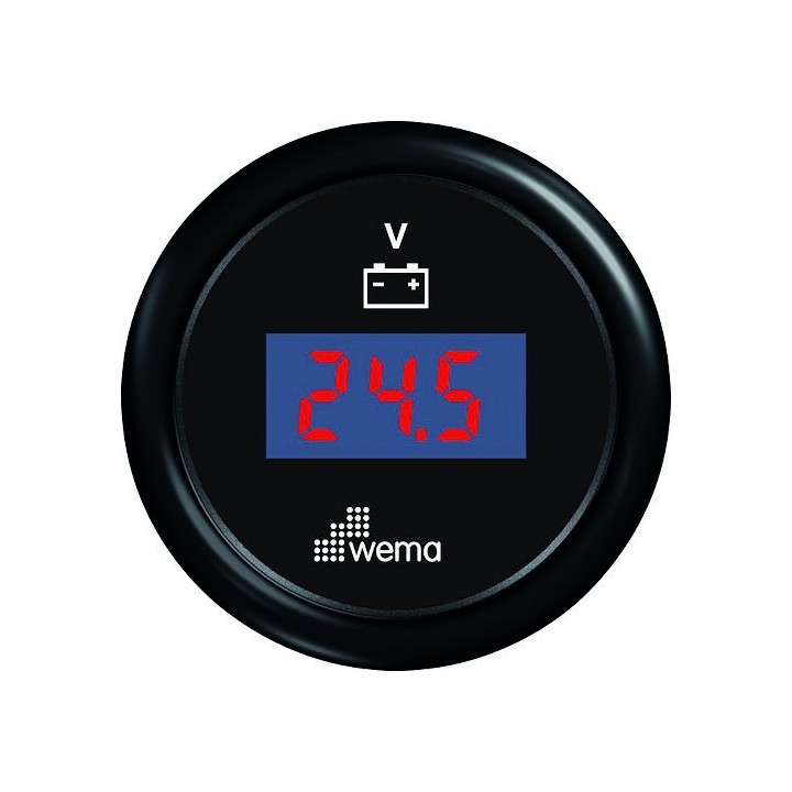 VOLTMETRE 12/24V DIGIT 52MM NOIR/B