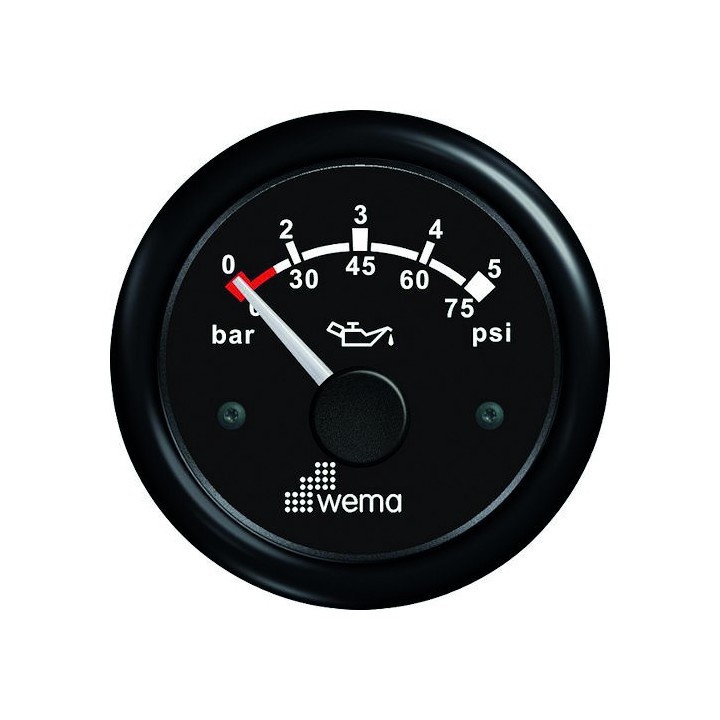 Blackline ø52mm pression d'huile 0-10 bars - noir