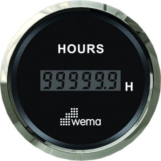 HORAMETRE DIGIT 12/24V 52MM NOIR/SS