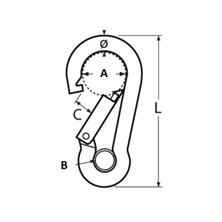 Mousqueton pompier à œil A4 ø6mm | Oloupdemer.com