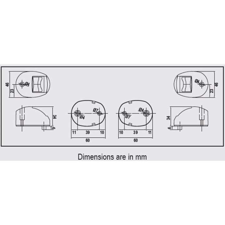 Feux babord/tribord FOS LED 12 Boitier blanc