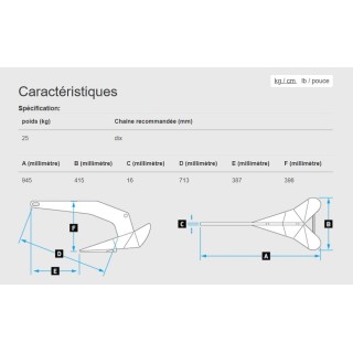 Ancre INOX DTX 25 kg / 55 lb