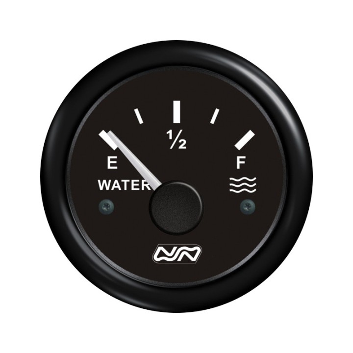 Indicateur de jauge de réservoir d'eau, noir 12/24V, 0-190 Ohms, ø52mm