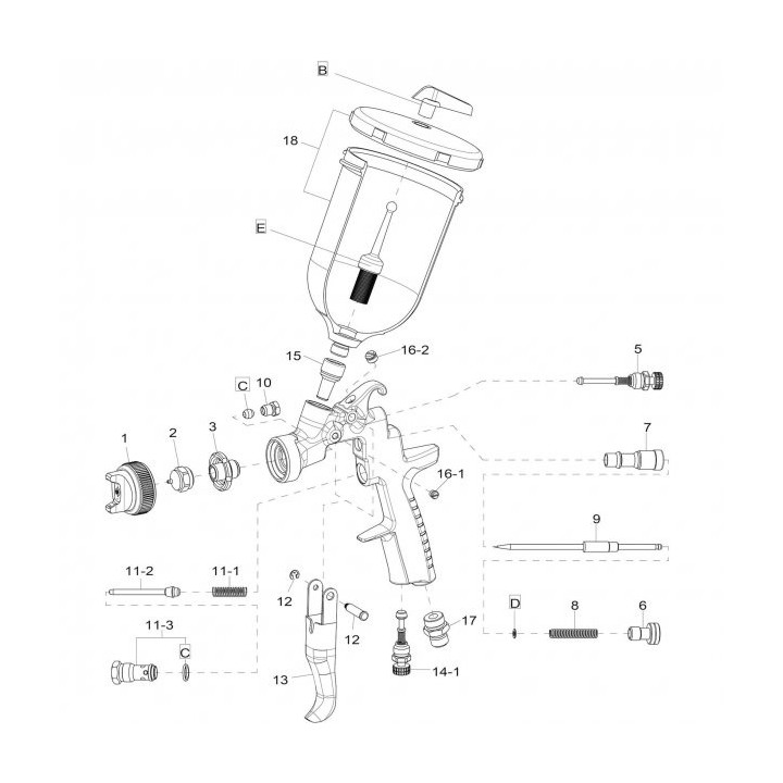 Pistolet AZ3 HTE 2 + Godet 600mL - buse 2.0 | O loup de mer