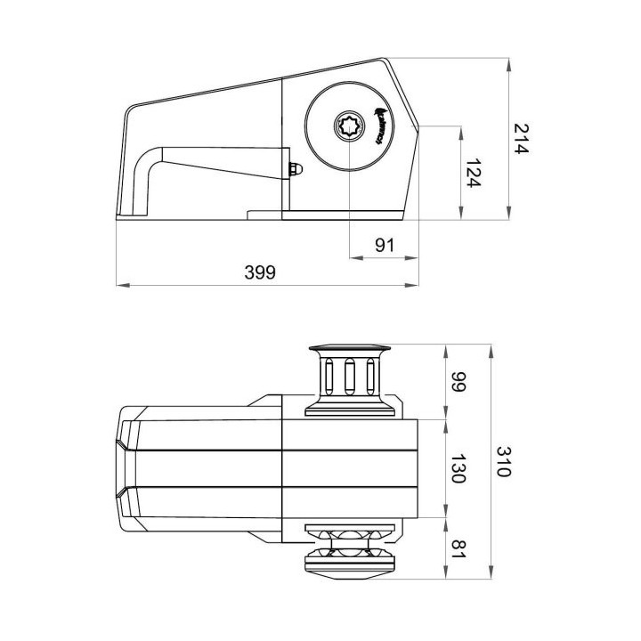 Guindeau horizontal Devon 1500W - 12V ø10mm ISO | Oloupdemer.com