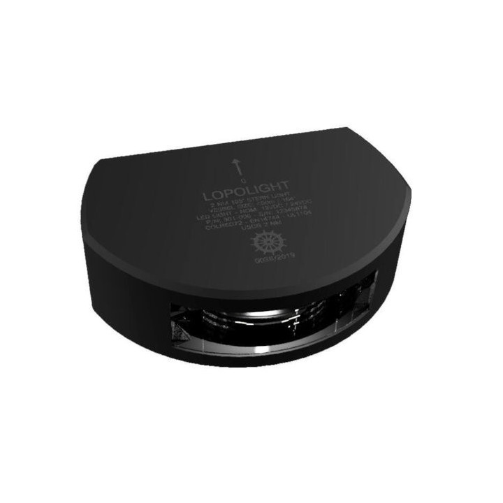 Feu de poupe 135° 2mn - montage vertical - aluminium noir (6m)